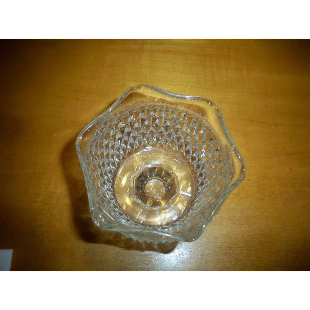EAPG Glass Diamond Pattern Footed‎ Bowl Candy Dish Dessert Cup footed ruffled